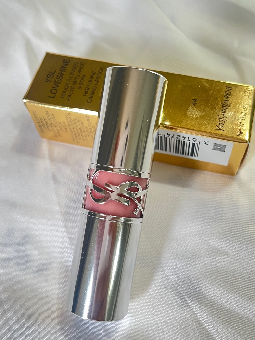 Yves Saint Laurent Pink Lipstick Bullet with Silver Case